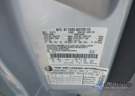 2013 Ford F-150 Xlt из США, поврежденный, VIN 1FTEW1CM0DFB19498